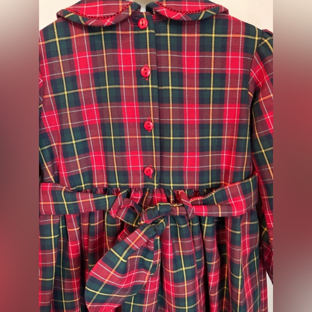Sarah Louise England Hand Smocked Christmas Plaid Dress Size 3Y - Picture 9 of 9